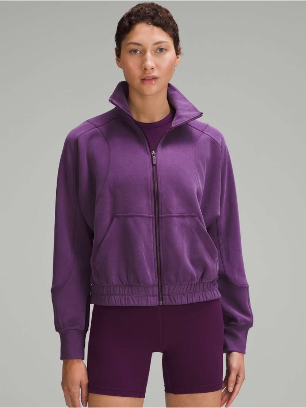 EUC Lululemon Brushed Softstreme Funnel-Neck Zip Up. Dramatic Magenta. Size 6